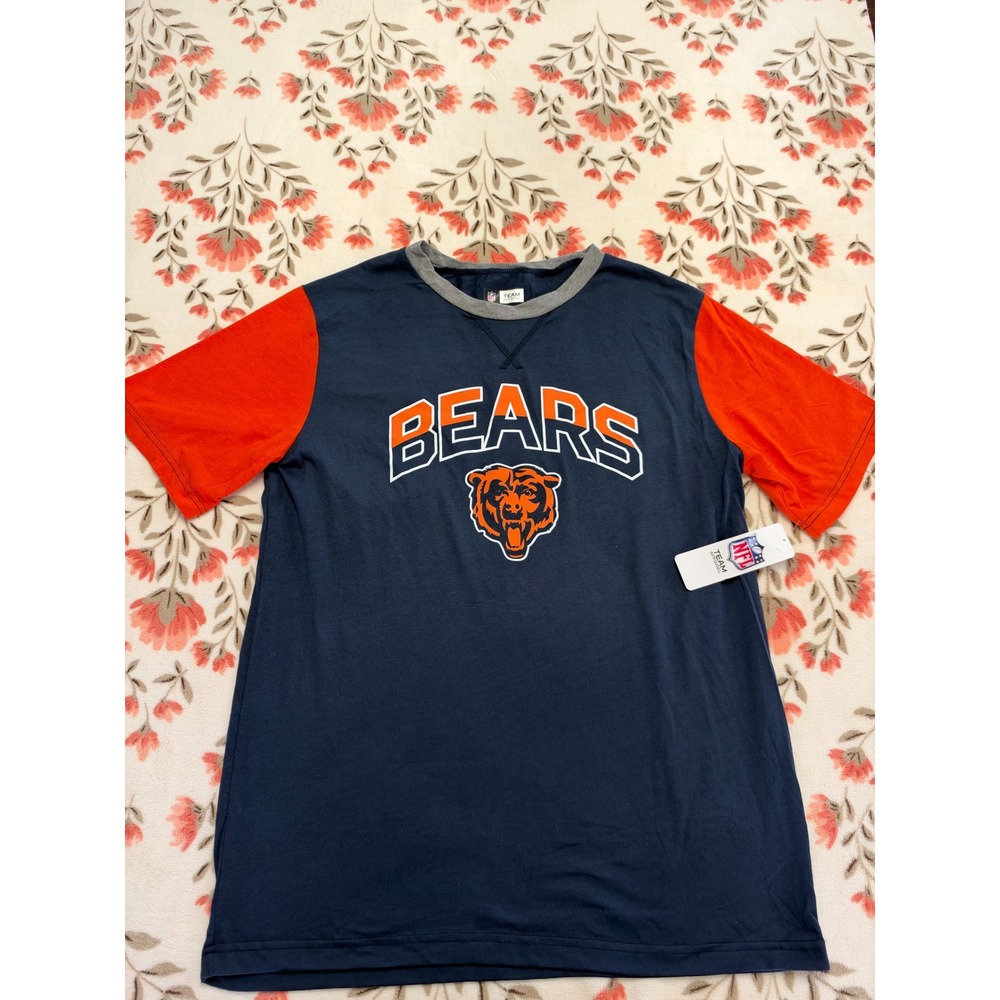 NFL Team Apparel Chicago Bears T-Shirt Mens Large Navy Orange Tee 052KUK01